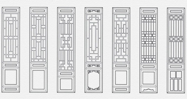 宁津常用中式仿古花窗图案隔断设计图